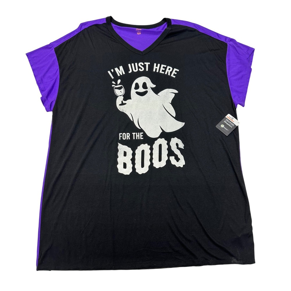 Way to Celebrate Sleepshirt Black Purple Ghost Boos Halloween Pajamas 2X Women